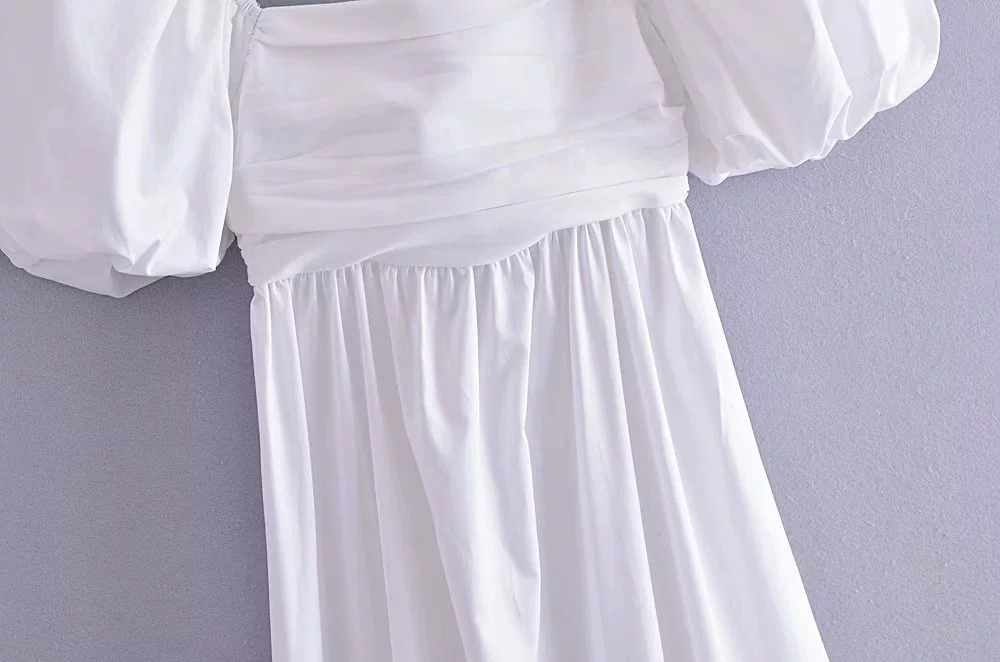 Spring Pleated Embellished Poplin Dress